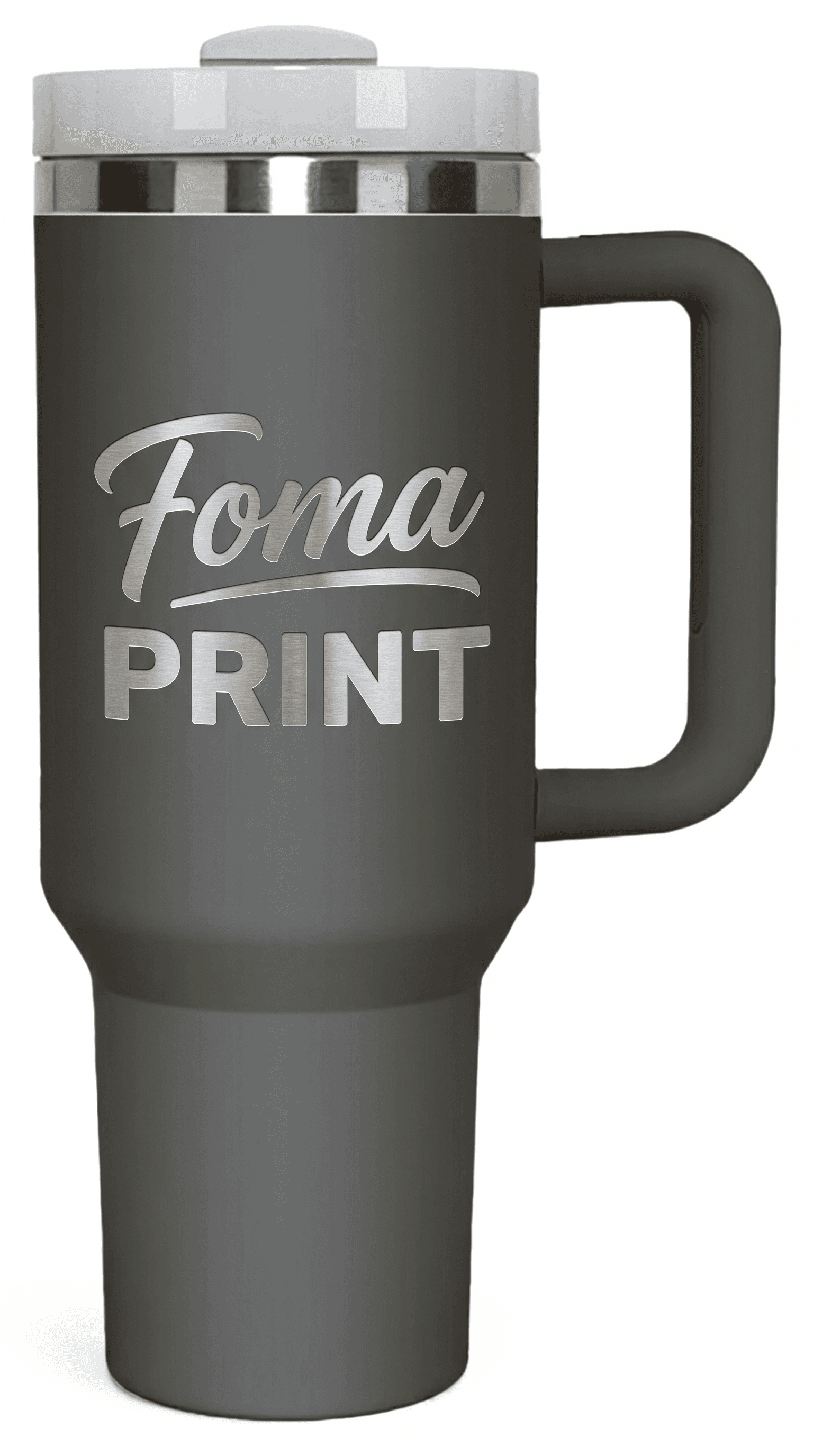 40oz Tumbler with Handle & Straw – Charcoal