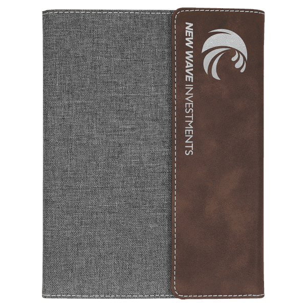 Leatherette / Canvas Portfolio with Notepad – Rustic (Silver) / Medium