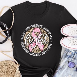 Fight Breast Cancer Shirt, Leopard Breast Cancer Tee, Cancer Shirt, Cancer Support Shirt, Breast Cancer Awareness Tee, for Gift Fight Breast Cancer Shirt, Leopard Breast Cancer Tee, Cancer Shirt, Cancer Support Shirt, Breast Cancer Awareness Tee, for Gift