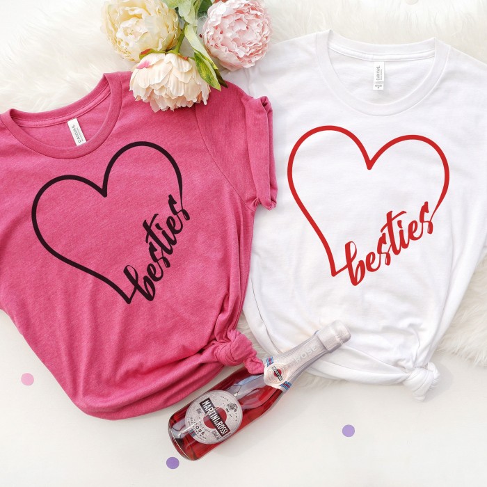 Besties Heart  Valentine's Day Shirt, Heart Shirt, Besties Shirt, Love Wins Shirt, Teacher Valentine, Valentine Gift Shirt, Gift for Her