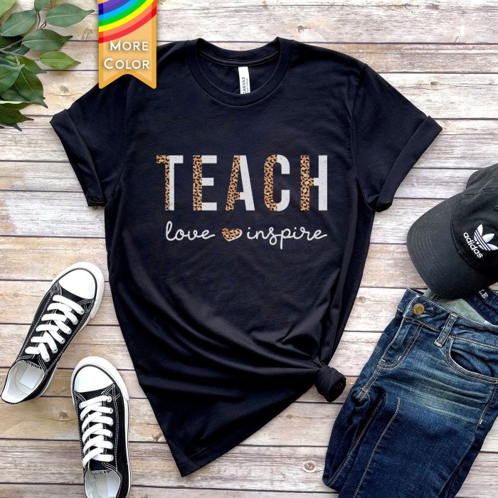 Inspirational Teacher Shirts, Leopard Print Teacher Shirts, Teach Love Inspire Shirt, Back To School Shirt, Teacher Appreciation Shirt Inspirational Teacher Shirts, Leopard Print Teacher Shirts, Teach Love Inspire Shirt, Back To School Shirt, Teacher Appreciation Shirt