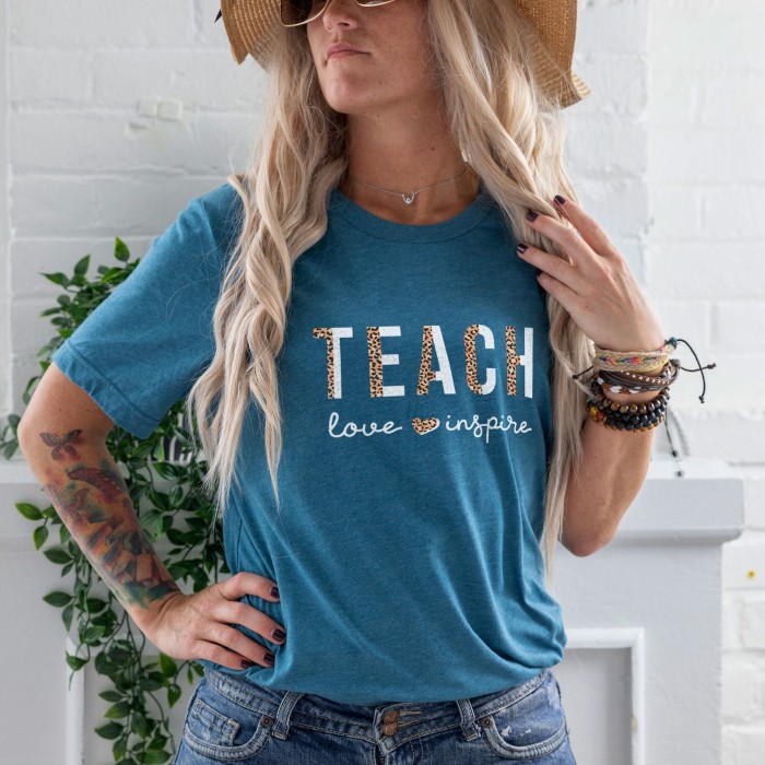 Inspirational Teacher Shirts, Leopard Print Teacher Shirts, Teach Love Inspire Shirt, Back To School Shirt, Teacher Appreciation Shirt Inspirational Teacher Shirts, Leopard Print Teacher Shirts, Teach Love Inspire Shirt, Back To School Shirt, Teacher Appreciation Shirt