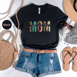 Custom Mom Shirt With Kids Names, Gold Leopard Print Personalized Mom Shirt, Mother's Day Shirt, Custom Kid's Names Mom Shirt, Gift For Mom