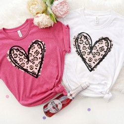 Valentines Day Shirt, Leopard Print Heart Shirt, Valentines Day Shirts For Women,Heart Shirt, Cute Valentine Shirt, Valentines Day Gift