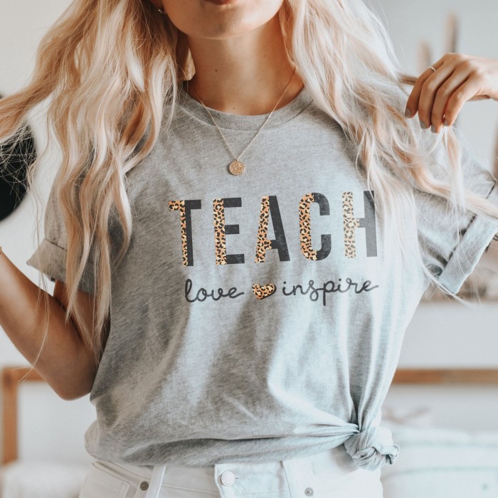 Inspirational Teacher Shirts, Leopard Print Teacher Shirts, Teach Love Inspire Shirt, Back To School Shirt, Teacher Appreciation Shirt Inspirational Teacher Shirts, Leopard Print Teacher Shirts, Teach Love Inspire Shirt, Back To School Shirt, Teacher Appreciation Shirt