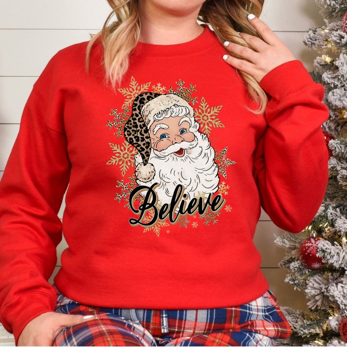 Believe Christmas Sweatshirt, Santa Believe Vintage Sweatshirt, Christmas Party Hoody, Christmas Santa Sweatshirt, Christmas Party Shirt