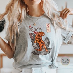 Japanese Style Shirt, Tattoo Tiger Unisex Shirt, Aesthetic Shirt,  Aesthetic Clothing, Tattoo Shirt, Tiger Shirt, Tattoo Style, Orange Tiger
