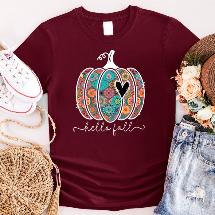 Hello Fall Boho T shirt, Pumpkin Comfort Color Shirt, Watercolor Pumpkins, Autumn Shirt, Woman Fall Tee, Boho Design Pumpkin, Pumpkin Tee