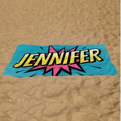 Custom Name Pop-Art Beach Towel, Comic Book Style Personalized Towel, Gift For Kids, Birthday Gift, Gift For Dad, Gift For Mom, Pool Towel