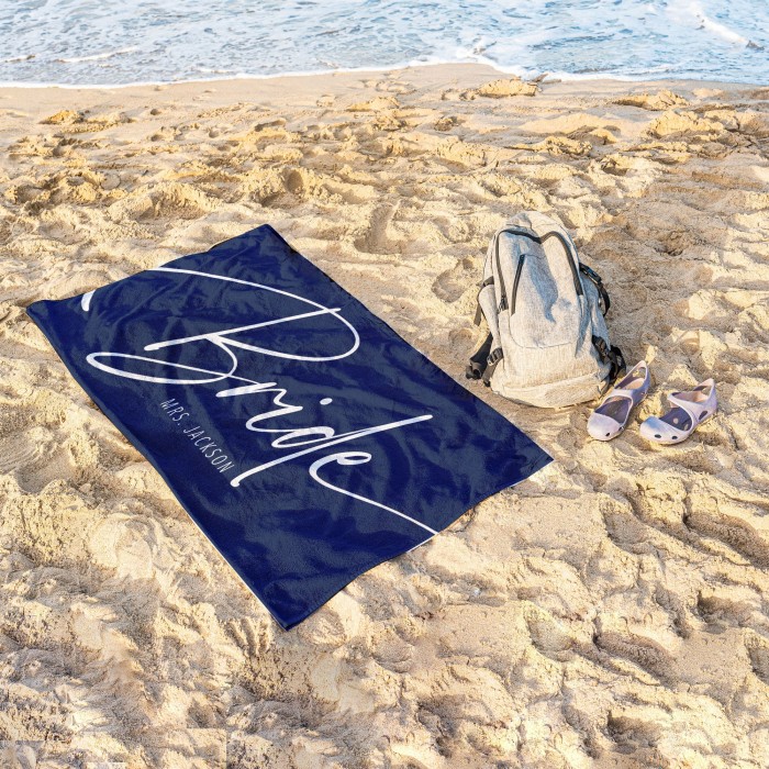 Personalized Mrs. Name Beach Towel, Bride Custom Beach Towel, Personalized Beach Towel, Honeymoon/Bachelorette Trip, Bridal Shower Gift