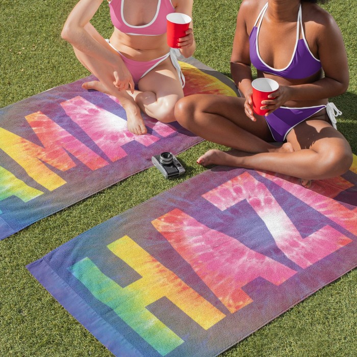 Multi-color Tie Dye Pattern Custom Name Beach Towel, Personalized Colorful Bath Towels, Rainbow Pattern Pool Towel, Birthday Vacation Gift