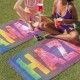 Multi-color Tie Dye Pattern Custom Name Beach Towel, Personalized Colorful Bath Towels, Rainbow Pattern Pool Towel, Birthday Vacation Gift