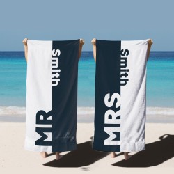 Custom Mr. and Mrs. Beach Towels, Personalized Bridal Shower Gift, Newlywed Gifts, Honeymoon Vacation Gift, Gift For Bride and Groom