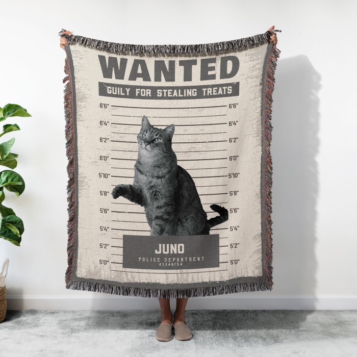 Custom Wanted Pet Woven Blanket, Dog/Cat Lover Gift, Present For Dog Moms, Dog Dads, Western Style Wanted Poster Tapestry Custom Wanted Pet Woven Blanket, Dog/Cat Lover Gift, Present For Dog Moms, Dog Dads, Western Style Wanted Poster Tapestry