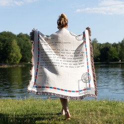 Customized Letter Woven Blanket, Personalized Handwritten Style Fringed Quilt, Christmas Gift For Mom/Dad, Grandma Keepsake Gift, Love Letter