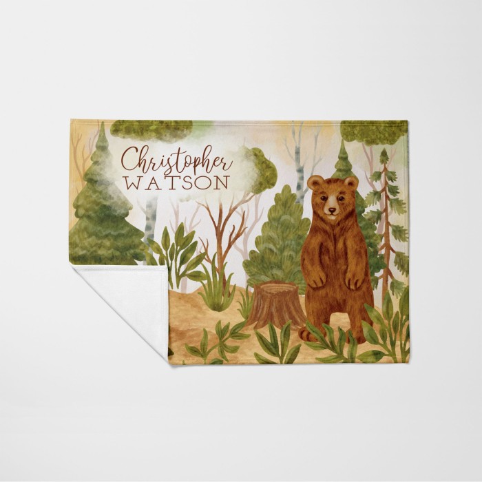 Custom Woodland Baby Blanket, Watercolor Bear Nursery Decor, Personalizable Couch Throw, Teddy Bear Blanket, Baby Boy Blanket Custom Woodland Baby Blanket, Watercolor Bear Nursery Decor, Personalizable Couch Throw, Teddy Bear Blanket, Baby Boy Blanket