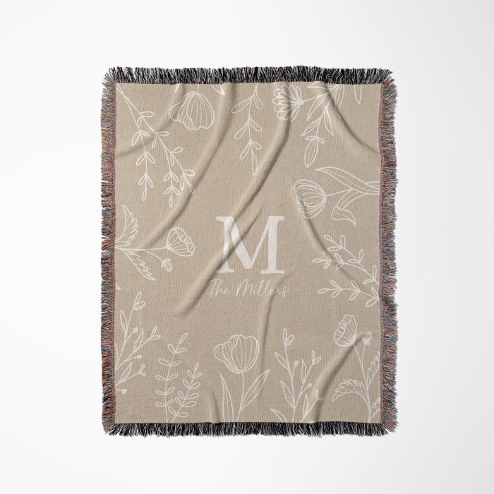 Family Name Flower Blanket, Last Name Woven Tapestry, Wedding Anniversary Gift With Initials, Christmas Present For Family, Gift For Mom Family Name Flower Blanket, Last Name Woven Tapestry, Wedding Anniversary Gift With Initials, Christmas Present For Family, Gift For Mom