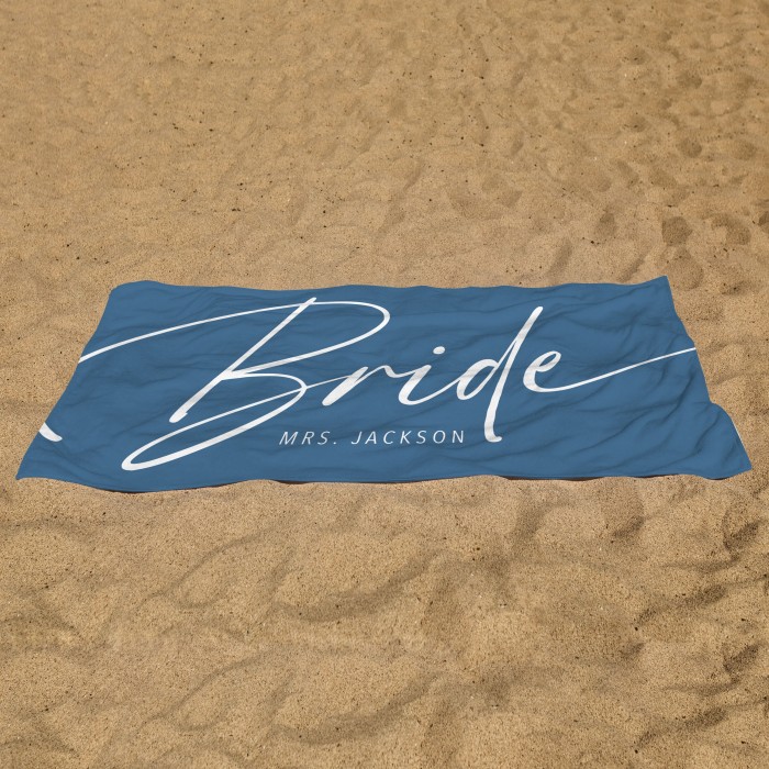 Personalized Mrs. Name Beach Towel, Bride Custom Beach Towel, Personalized Beach Towel, Honeymoon/Bachelorette Trip, Bridal Shower Gift