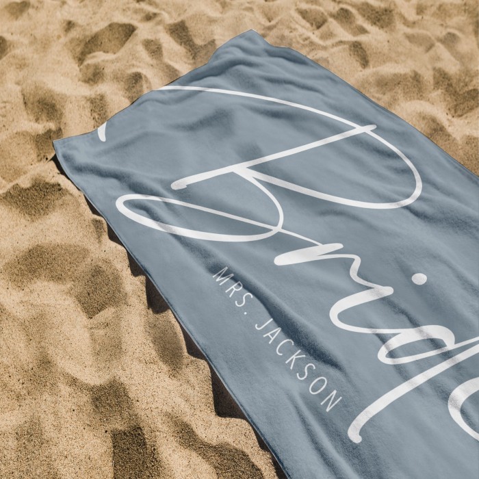 Personalized Mrs. Name Beach Towel, Bride Custom Beach Towel, Personalized Beach Towel, Honeymoon/Bachelorette Trip, Bridal Shower Gift