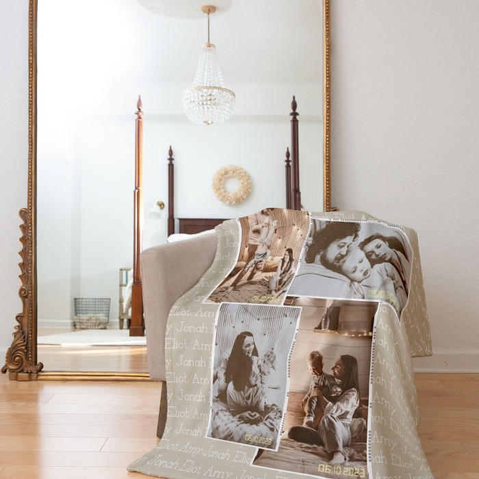 Custom Valentine's Day Gift, Personalized Photo and Names Blanket, Christmas Gift, Gift For Mom, Gift For Dad, Christmas Gift, Grandma Gift