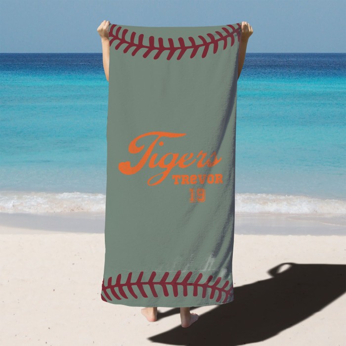 Custom Baseball Team Towel, Sports Personalized Beach Towel, Personalized Bath Towel, Number And Name Pool Towel