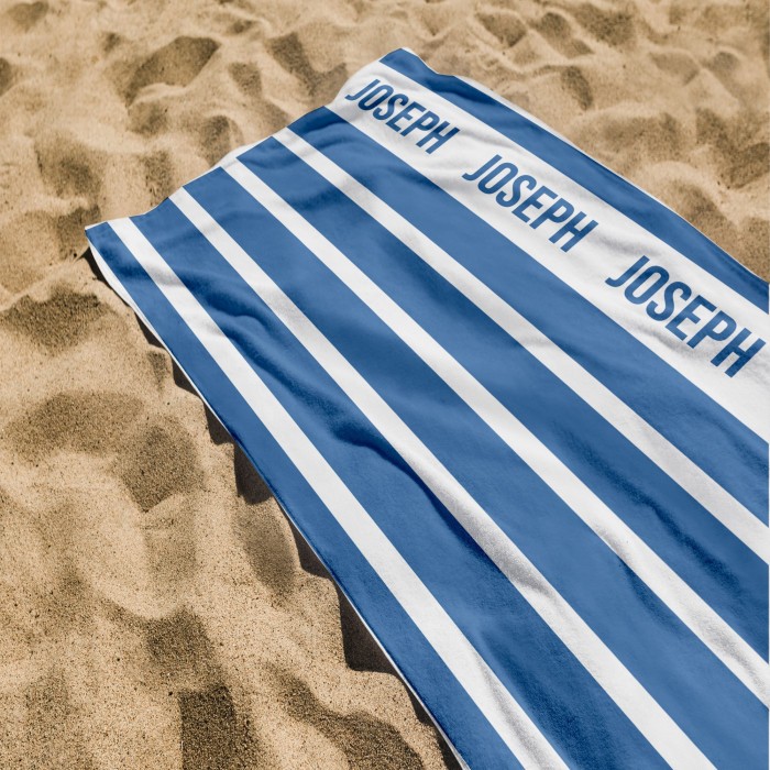 Personalized Brand Beach Towels For AIRBNB and VBRO, Vertical Lines Printed Pool Towel for Hotels, Personalized Bath Towel, Honeymoon Gift