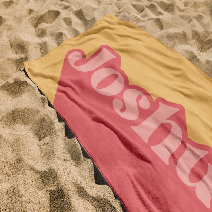 Personalized Text Shadow Effect Towel, Custom Multicolor Beach Towel, Bachelorette Party Pool Towel, Bridal Shower Gift, Vacation Birthday Gift