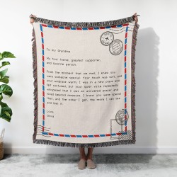 Customized Letter Woven Blanket, Personalized Handwritten Style Fringed Quilt, Christmas Gift For Mom/Dad, Grandma Keepsake Gift, Love Letter