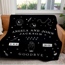 Custom Name Spirit Board Blanket, Gothic Halloween Decor, Halloween Gift, Personalized Couch Throw, Spooky Handmade House Decor