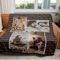 Custom Valentine's Day Gift, Personalized Photo and Names Blanket, Christmas Gift, Gift For Mom, Gift For Dad, Christmas Gift, Grandma Gift