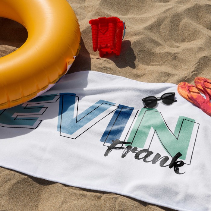 Solid Bold Font Style Personalized Towel, Multi Color Font Design Beach Towel, Bachelorette Trip, Birthday Vacation Gift, Bridesmaid Gift