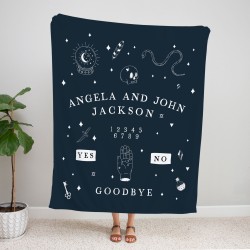 Custom Name Spirit Board Blanket, Gothic Halloween Decor, Halloween Gift, Personalized Couch Throw, Spooky Handmade House Decor