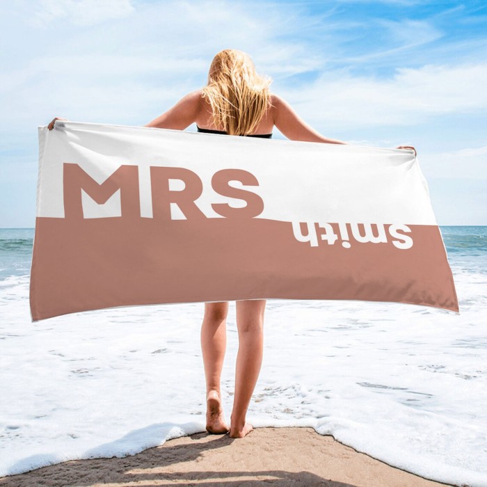 Custom Mr. and Mrs. Beach Towels, Personalized Bridal Shower Gift, Newlywed Gifts, Honeymoon Vacation Gift, Gift For Bride and Groom Custom Mr. and Mrs. Beach Towels, Personalized Bridal Shower Gift, Newlywed Gifts, Honeymoon Vacation Gift, Gift For Bride and Groom