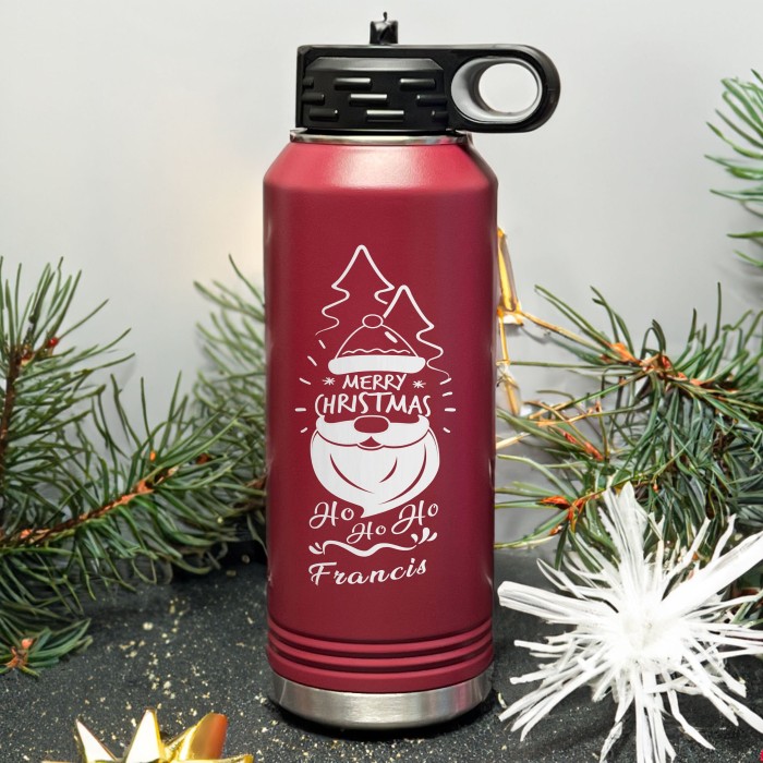 Personalized Design Water Bottle With Name, Christmas  Custom Water Bottle Gift,  Christmas Party Gifts, Engraved Christmas Water Bottle