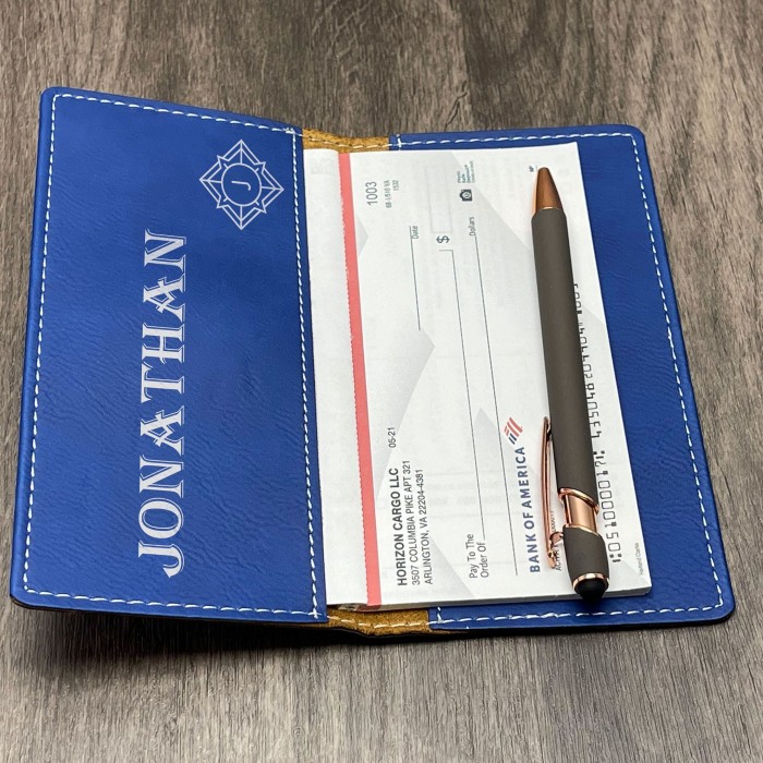 Personalized Name Checkbook Cover With Monogram, Checkbook Wallet and Holder, Leather Checkbook, Custom Engraved Checkbook, Dad Gifts