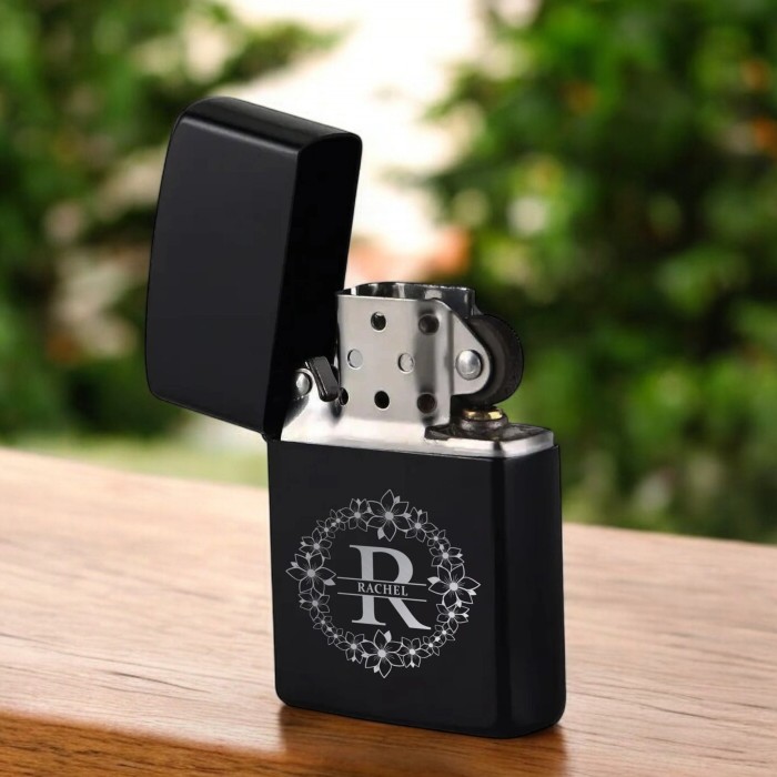 Personalized Engraved Monogram Lighter With Custom Name, Custom Initial, Cigar Lighter Case Gifts for Dad Husband,Gifts for Him, Groomsman