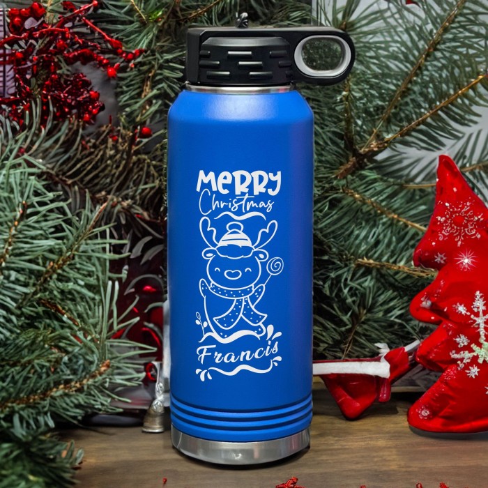 Personalized Design Water Bottle With Name, Christmas  Custom Water Bottle Gift,  Christmas Party Gifts, Engraved Christmas Water Bottle