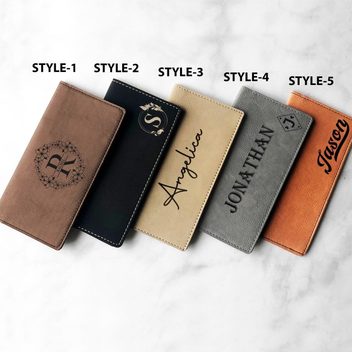 Personalized Name Checkbook Cover With Monogram, Checkbook Wallet and Holder, Leather Checkbook, Custom Engraved Checkbook, Dad Gifts