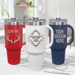 Custom Logo 40oz Tumbler With Handle, Personalized 40oz Tumbler with Handle &Straw, Custom Cup with Logo, Laser Engraved Tumbler, Bulk Order