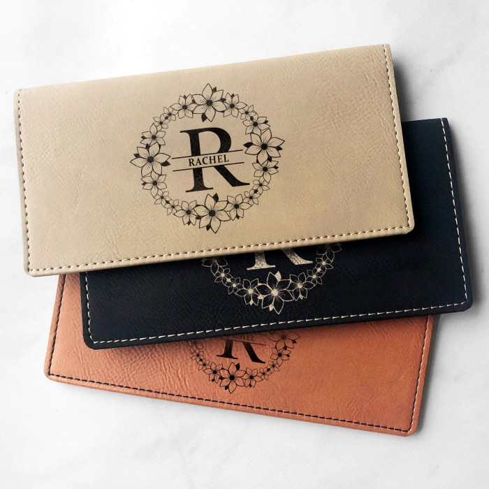 Personalized Name Checkbook Cover With Monogram, Checkbook Wallet and Holder, Leather Checkbook, Custom Engraved Checkbook, Dad Gifts