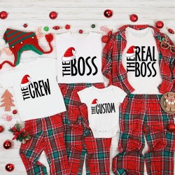 The Boss and Real Boss Christmas Shirt, Custom Text Couple Christmas Shirt, Christmas Family Christmas Matching Shirt, Funny Grup Party Tee