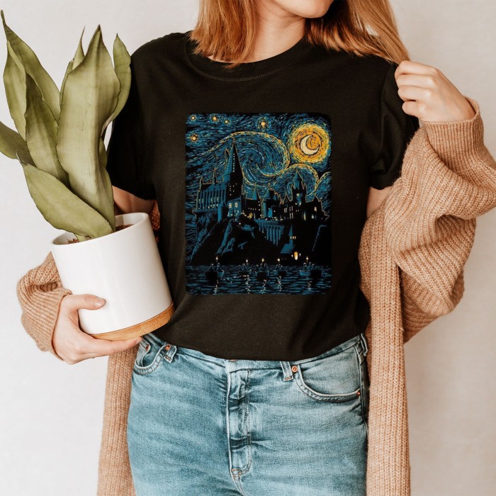 Starry Night Shirt, Magic Wizard Castle Boat, Magic School, Book Nerd Gift, Fantasy Shirt, Wand Wizard, Vacation, Mischief
