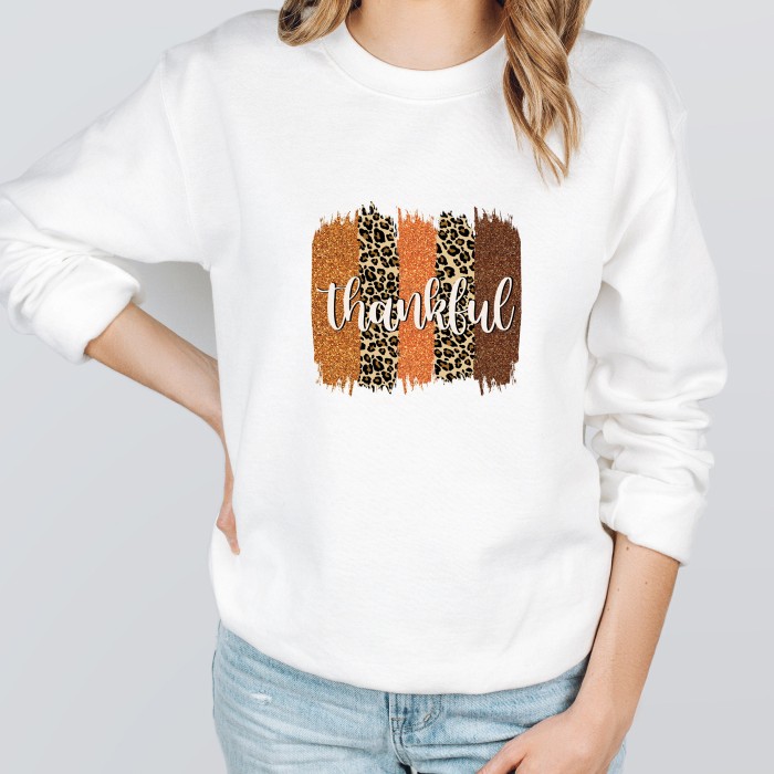 Thankful Thanksgiving Sweatshirt, Leopard print Fall Sweatshirt