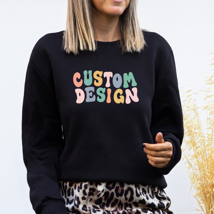 Personalized Trendy Crewneck Custom Design, Custom Retro Sweatshirt T Shirt, Groovy Tee Personalized Text Matching Family Your Design Here