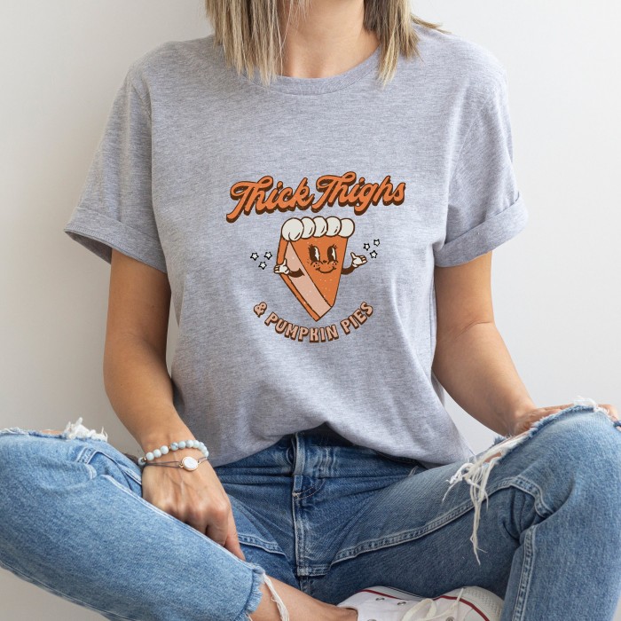 Thick Thighs and Pumpkin Pies Shirt, Fall Shirt, Cute Thanksgiving Shirt, Women's Fall graphic Tee, Autumn crewneck