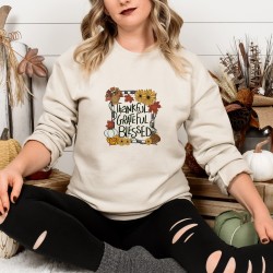 Thankful Grateful Blessed Sweatshirt, Buffalo Plaid Thanksgiving Pullover