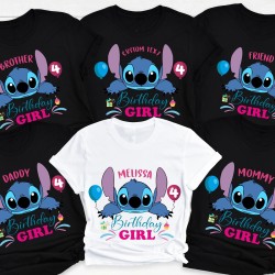 Personalized Birthday Shirt, Custom Stitch Birthday Shirt, Stitch Birthday Shirt, Stitch Birthday Girl Shirt, Stitch Birthday Family Shirts