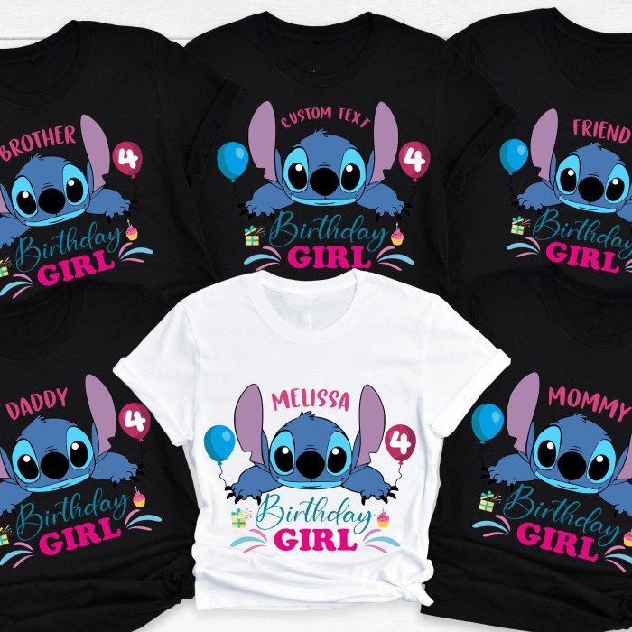 Personalized Birthday Shirt, Custom Stitch Birthday Shirt, Stitch Birthday Shirt, Stitch Birthday Girl Shirt, Stitch Birthday Family Shirts
