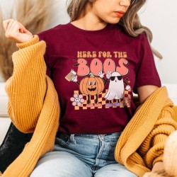 Retro Halloween T-shirt, Vintage Ghost Halloween Shirt, Here For The Boos Halloween Tee Retro Fall Shirt, Halloween Shirt, Spooky Season Tee