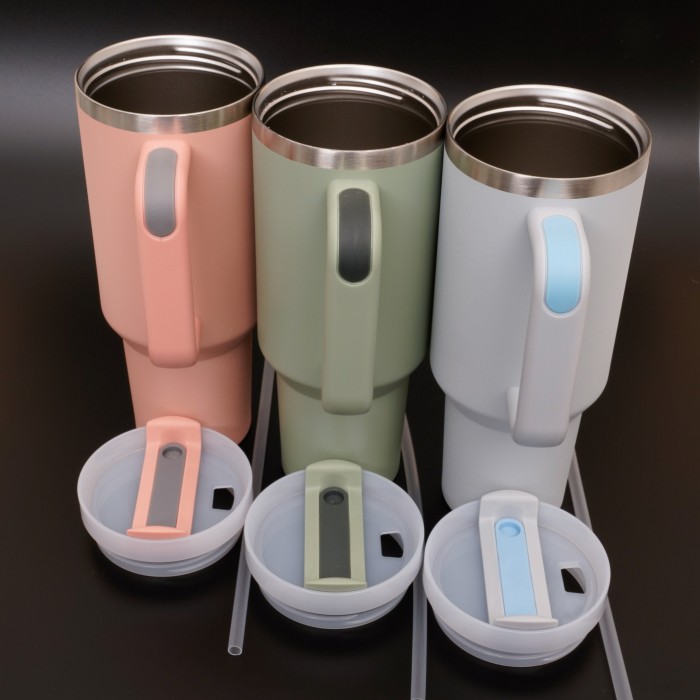 Custom Logo 40oz Tumbler With Handle, Personalized Tumbler Lid Straw, Custom Name Stainless Steel Laser Engraved, Bulk Handle Tumbler